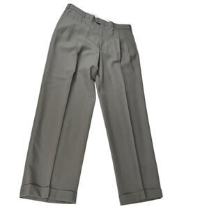 Ellis Mens Suit Trousers Decretive Pleated Design Grey 100% Wool Size 35 Vintage